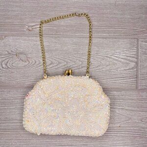 vintage beaded sequin safco clutch small formal bag / purse / wallet prom
